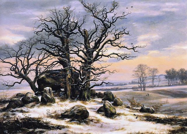 Johan Christian Dahl (1788-1857) - Megalithic Tomb In Winter
